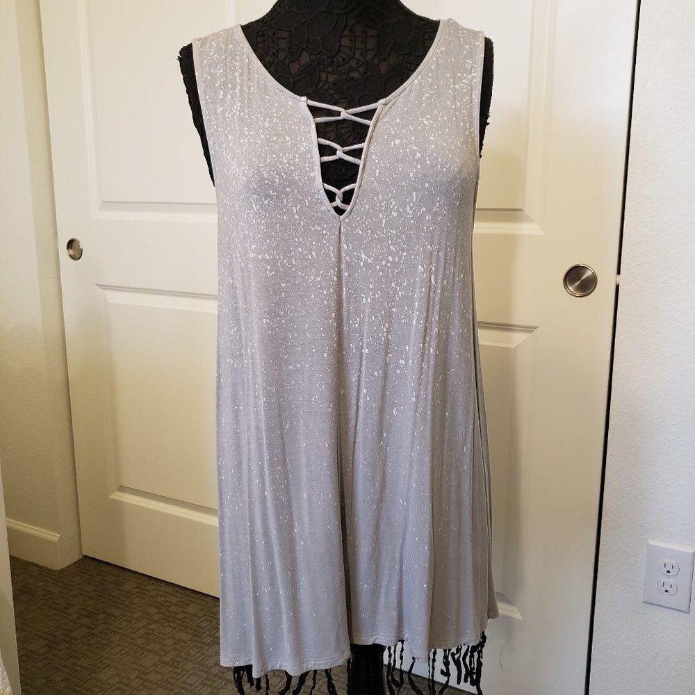 American Eagle Grey Tunic Tank with Strappy V-Neck